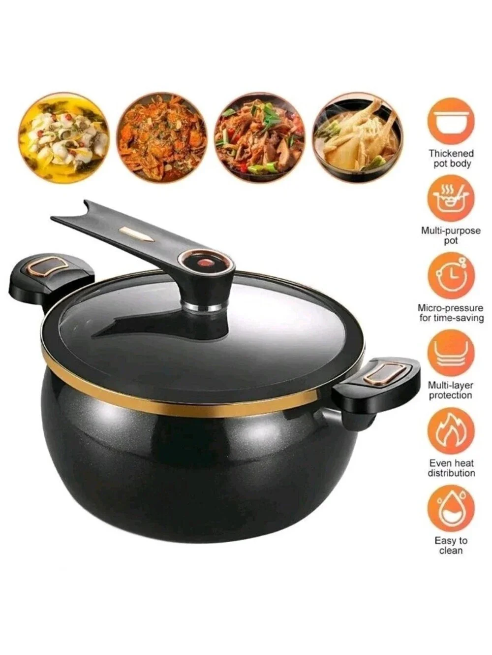 Large capacity stockpot with twist handle for quick cooking Nonstick 8.45 QT